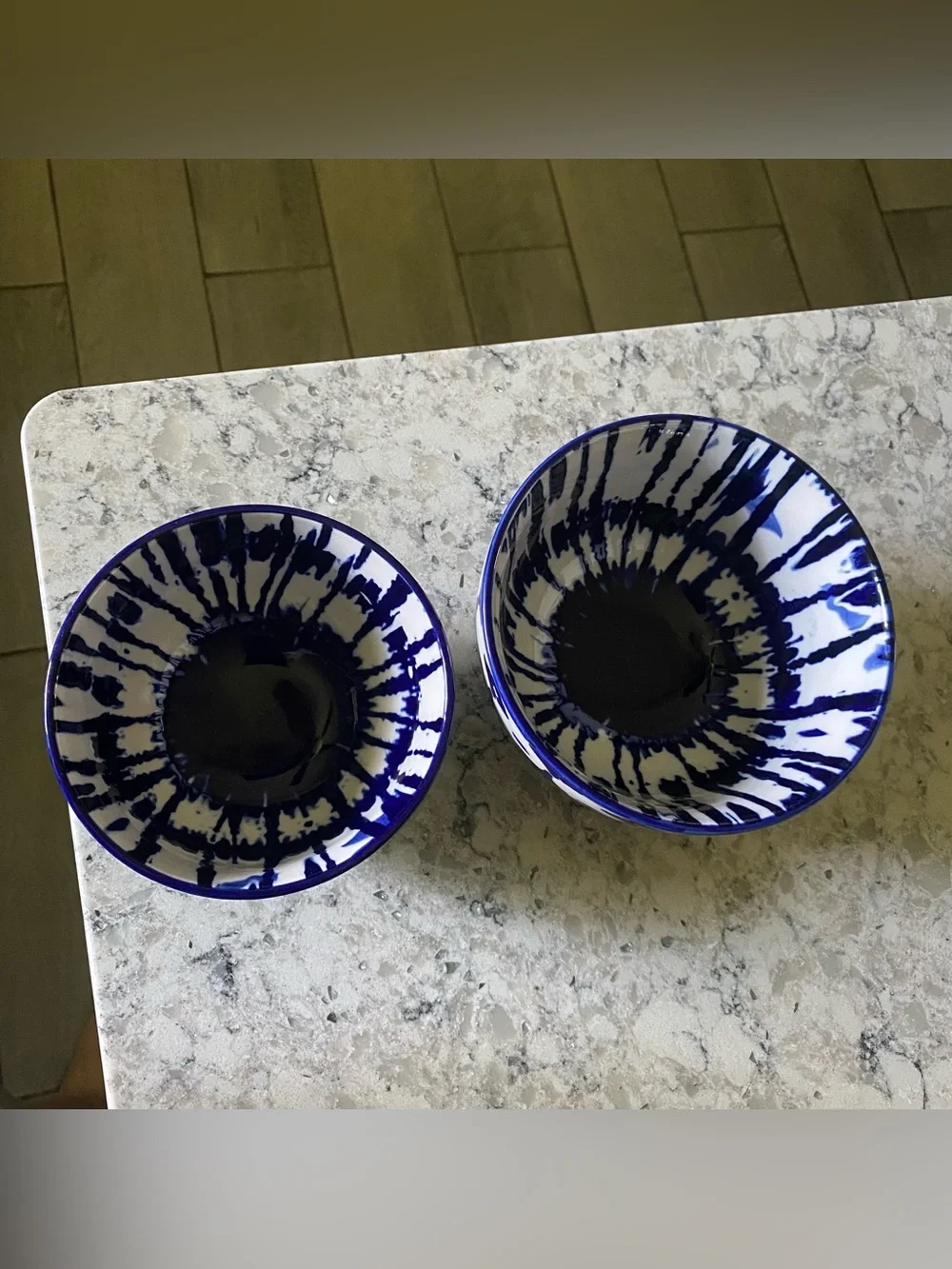 West Elm Blue indigo tie-dye Nesting Bowl set of 2